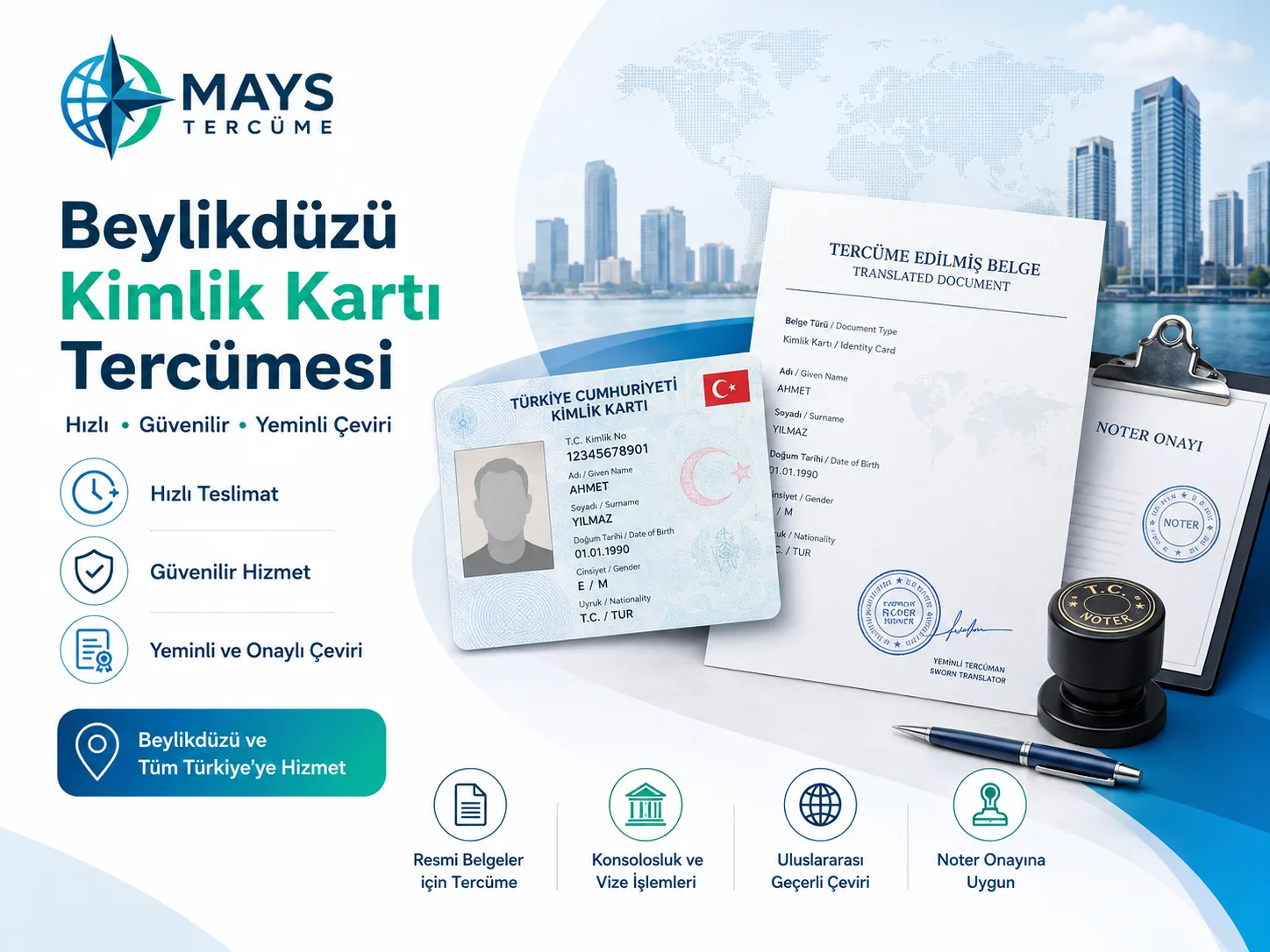Beylikdüzü kimlik kartı tercümesi