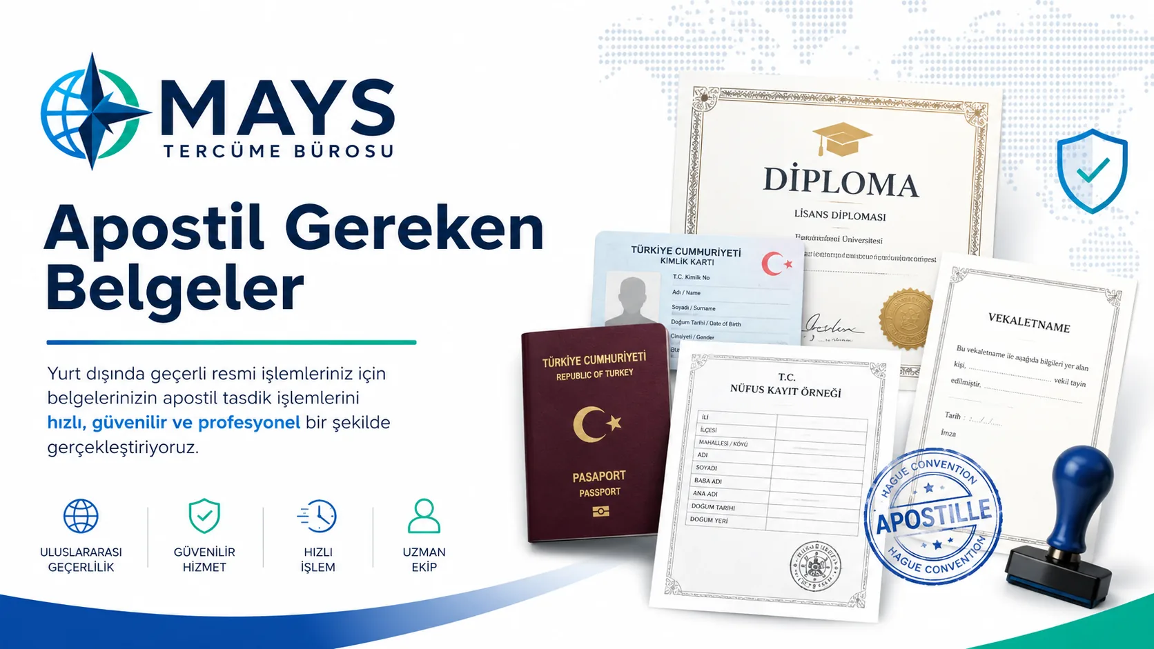 Apostil gereken resmî belgeler
