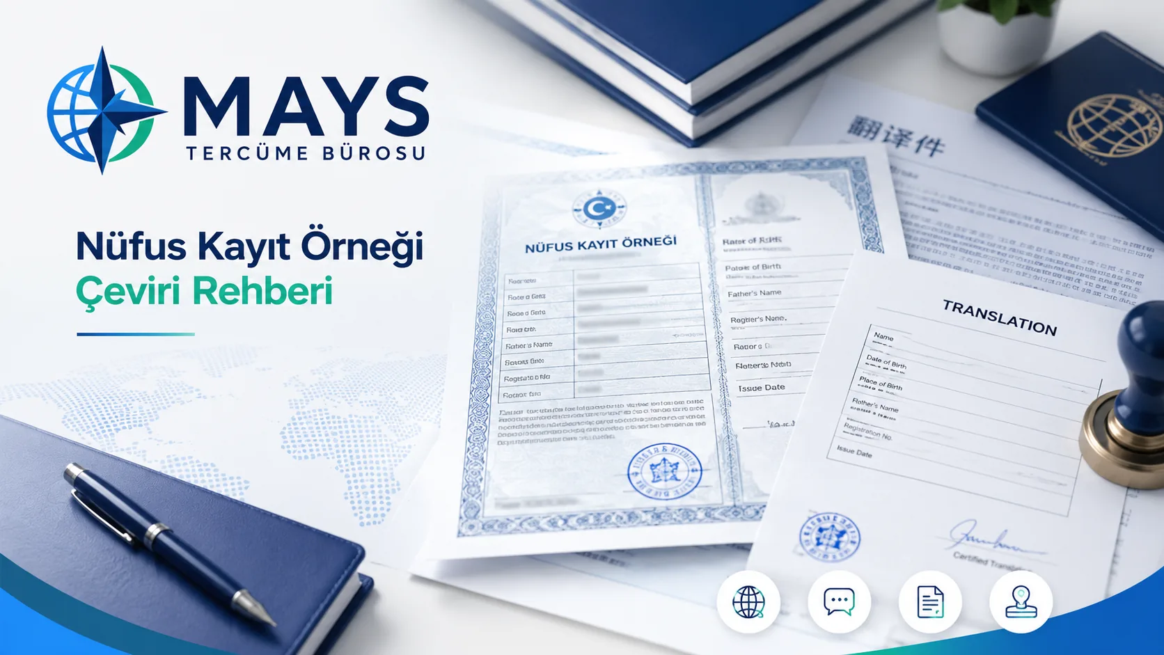 Nüfus kayıt örneğinin yeminli tercüman tarafından çevrilmesi