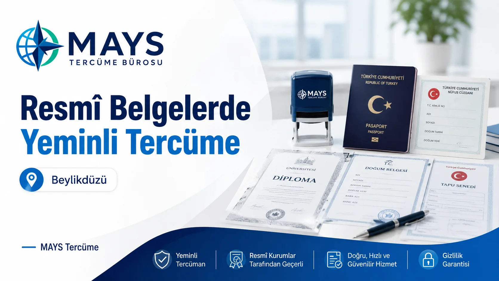 Pasaport diploma ve resmî belgelerde yeminli tercüme